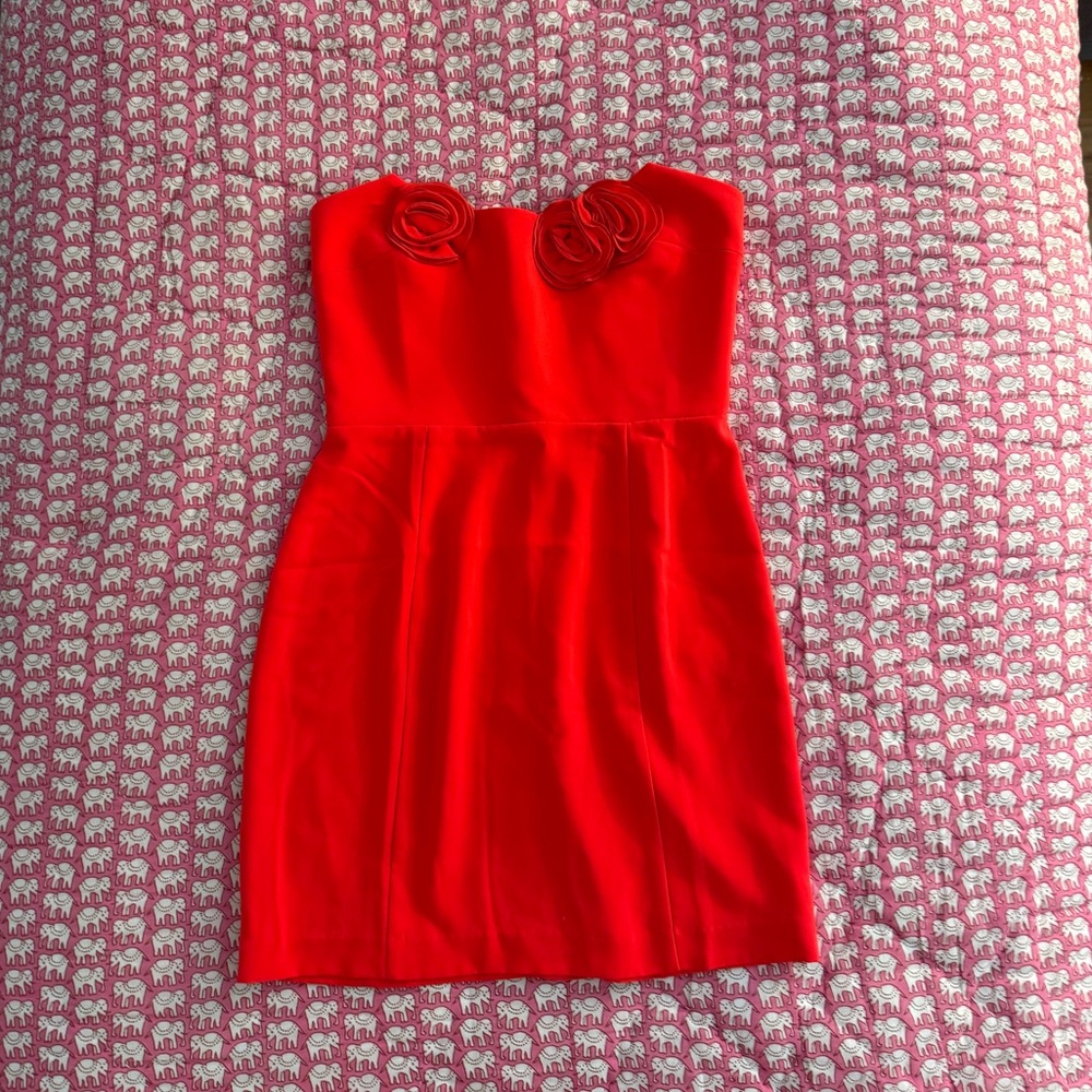 Amanda Uprichard Red Strapless Bodycon Dress